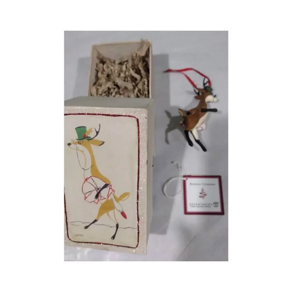 2005‎ Department 56 Reindeer Carrying a Goose Tree Ornament, In Original Box